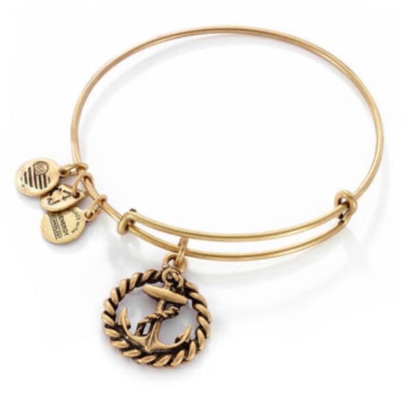 Alex & Ani Nautical Anchor Charm Bangle - Gold Finish - Picture 1 of 3